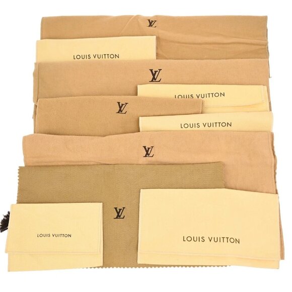 LOUIS VUITTON Logo 10 Set Dust Bag Drawstring Canvas Cotton Beige Brown - Picture 1 of 14
